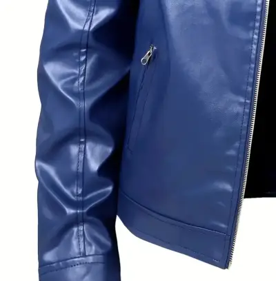 Chaqueta azul de cuero sintético - miniatura 5