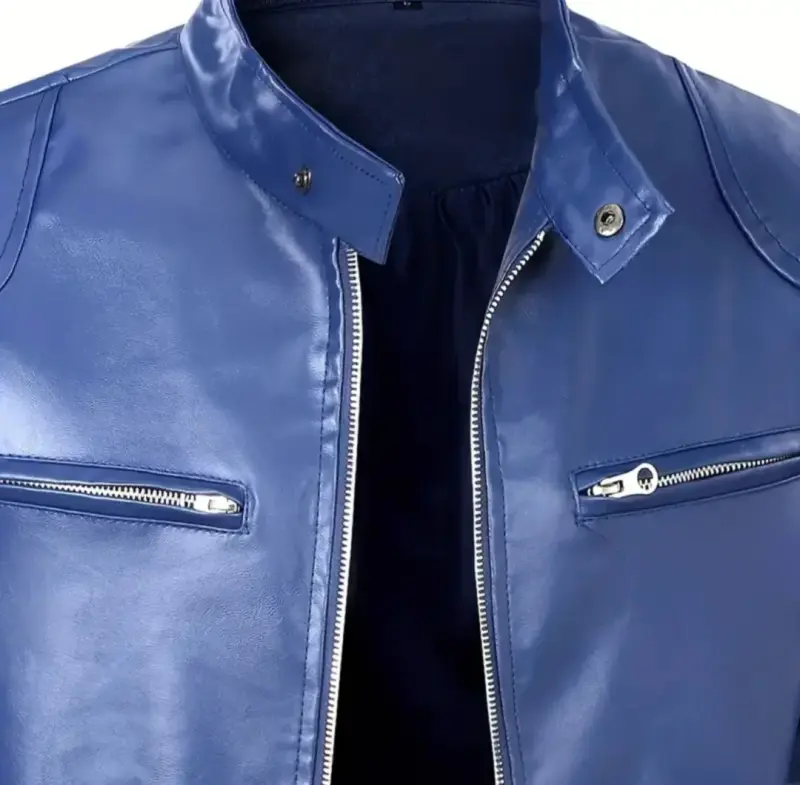 Chaqueta azul de cuero sintético - 6