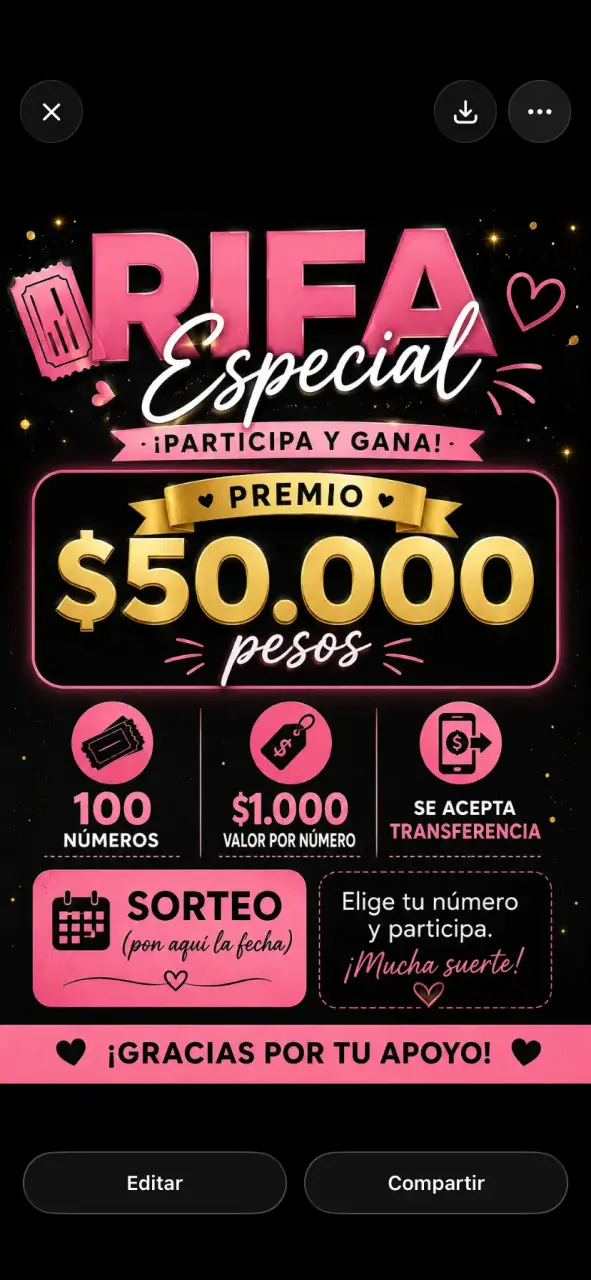 Rifa especial participativa