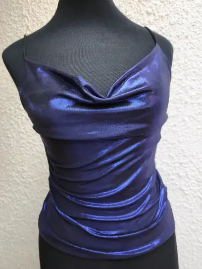 Top satinado azul sin mangas - miniatura 1