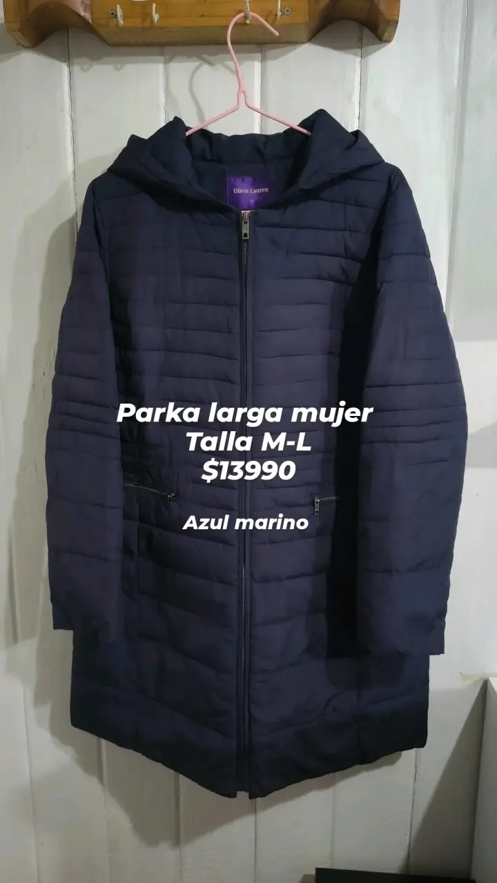 Parka larga azul marino mujer - 1