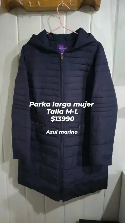 Parka larga azul marino mujer - miniatura 1