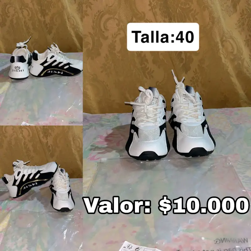 Zapatillas blancas y negras talla 40