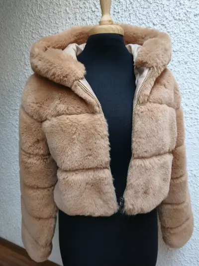 Chaqueta de piel sintética beige - miniatura 2