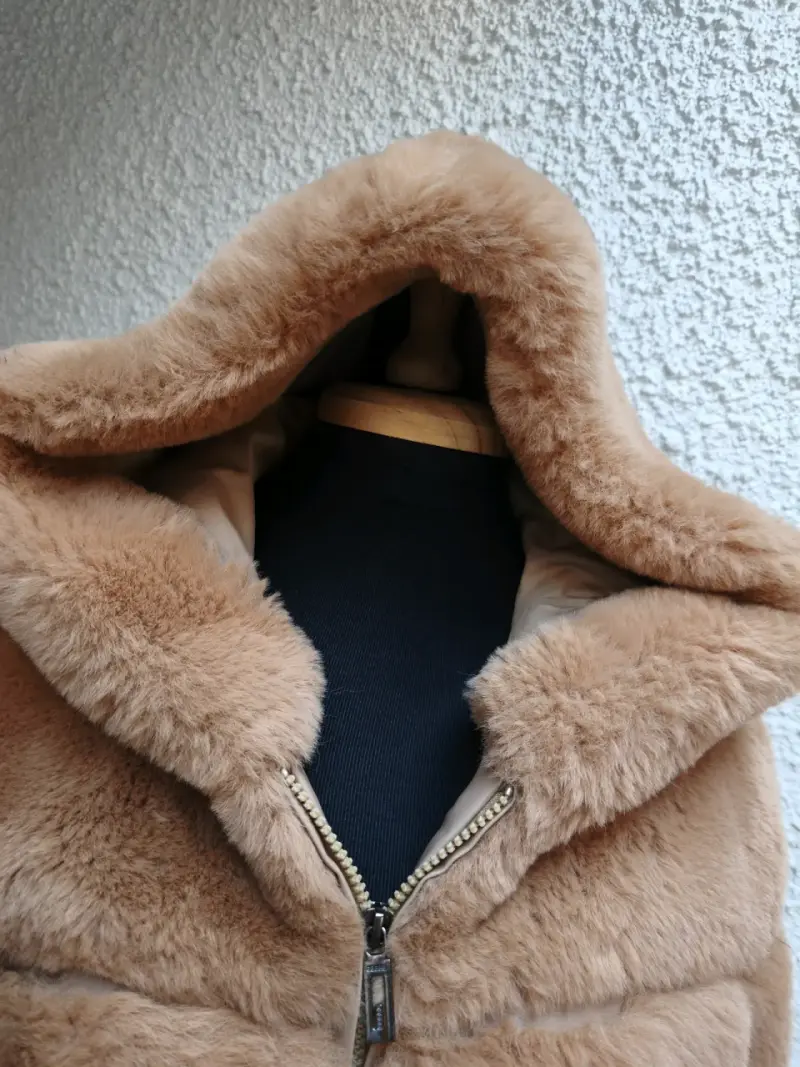 Chaqueta de piel sintética beige - 6