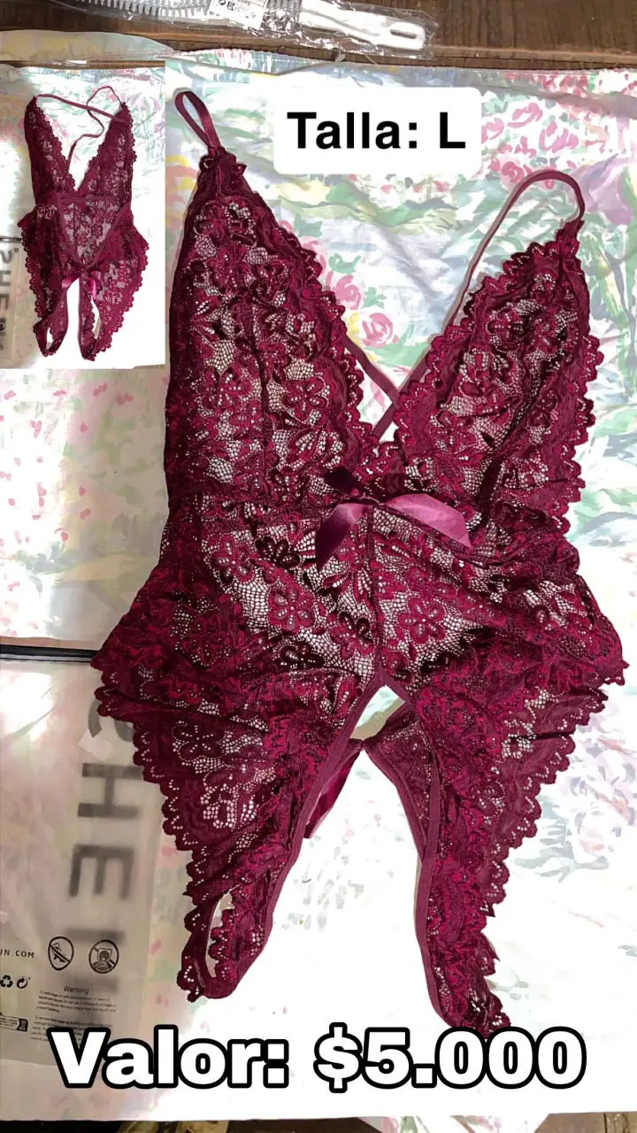 Body de encaje burdeos shein