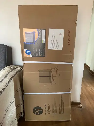 Cama elástica azul con malla de protección - miniatura 5