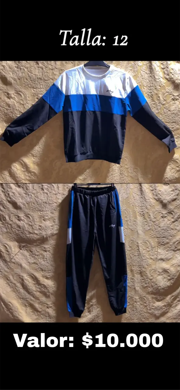 Conjunto deportivo azul y blanco shein