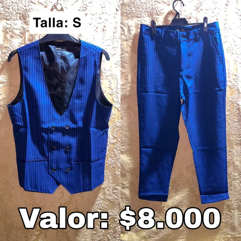 Traje azul a rayas talla S shein