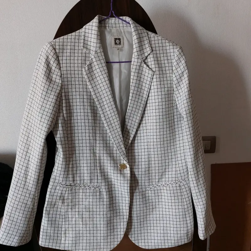 Blazer blanco a cuadros - 1