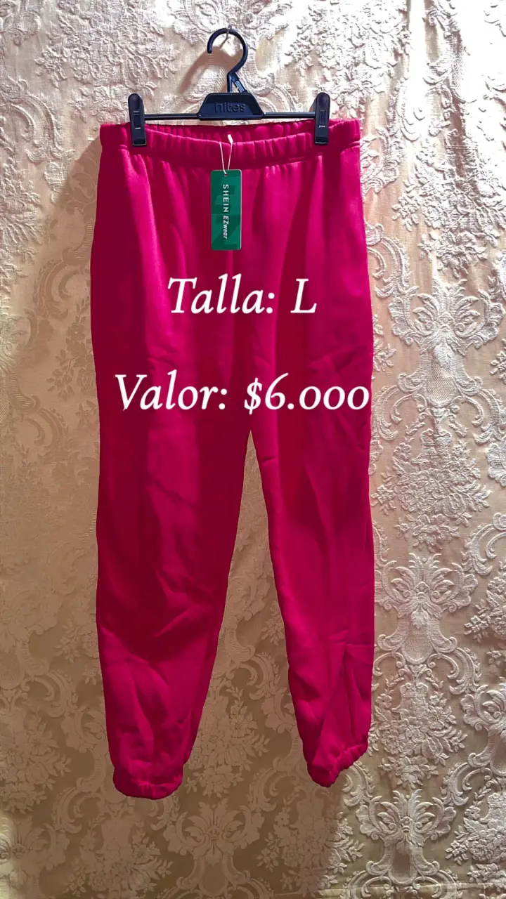 Pantalones deportivos fucsia L shein