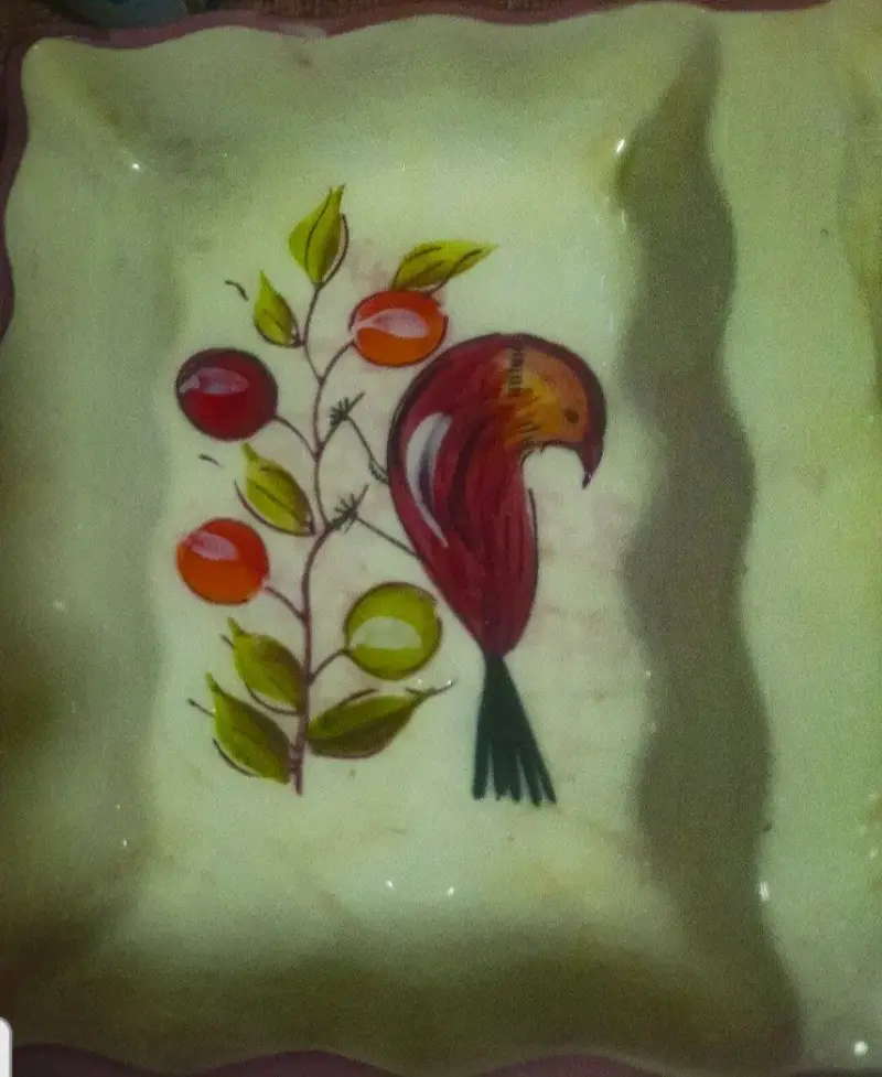 Fuente cerámica con diseño de aves - 1