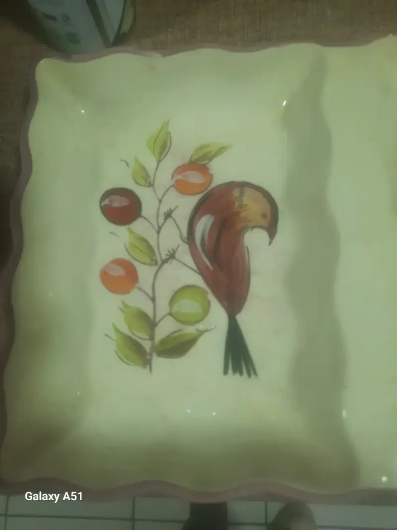 Fuente cerámica con diseño de aves - 3