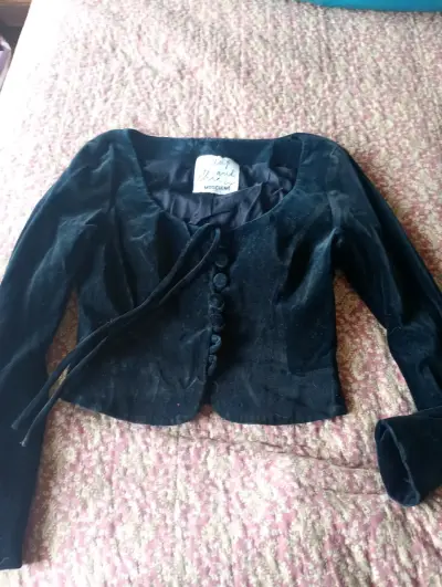 Chaqueta corta de terciopelo negrooriginal Moschin - miniatura 1