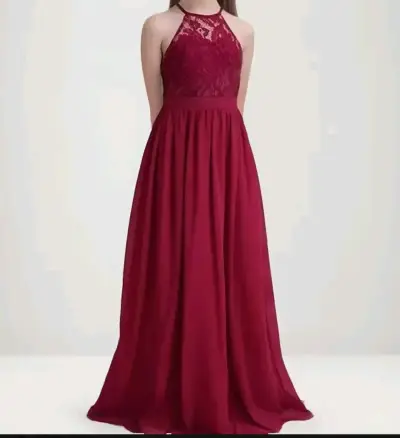 Vestido largo morado con encaje - miniatura 1