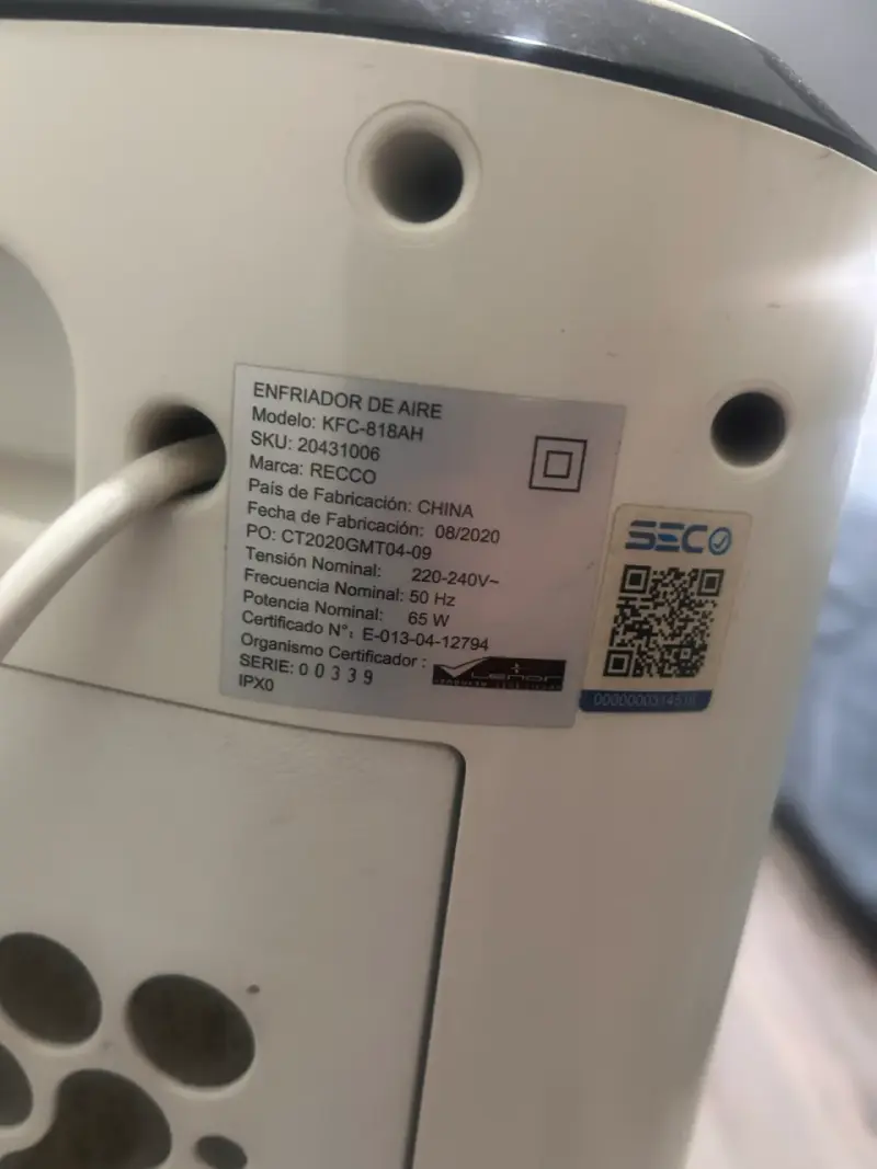 Enfriador de aire portátil - Marca Recco - 2