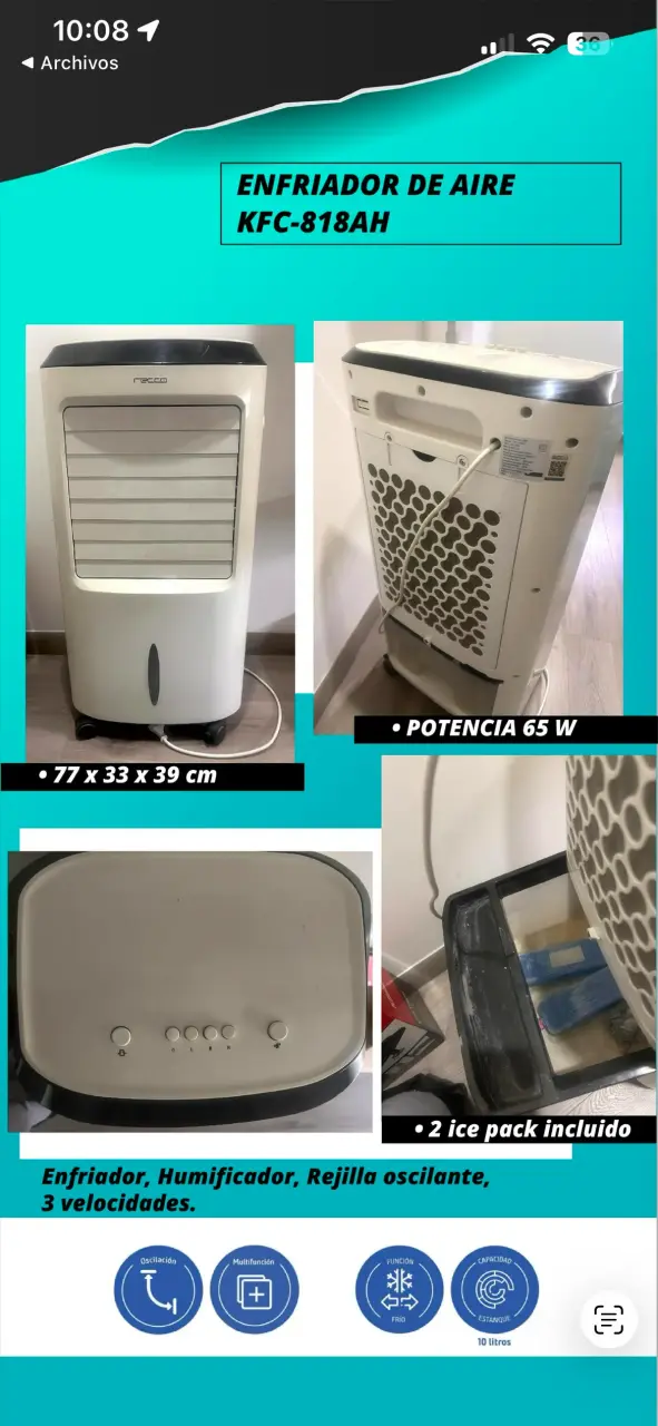 Enfriador de aire portátil - Marca Recco - 5