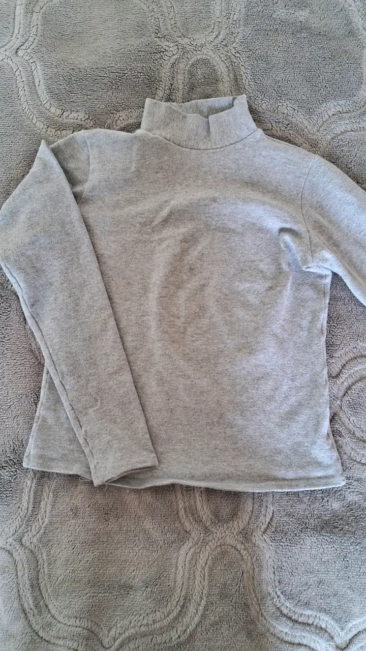 Polera manga larga gris de cuello alto - 1