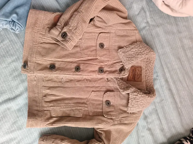 Chaqueta de pana beige con forro - 1