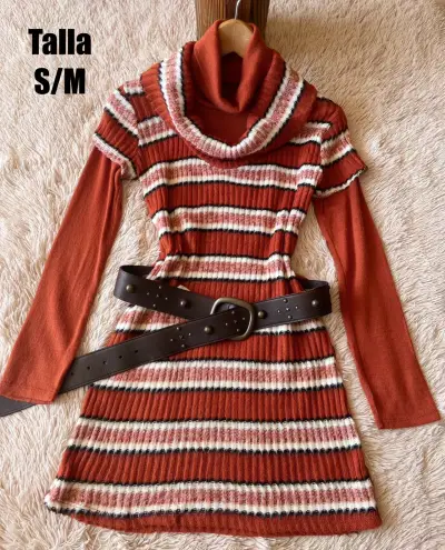 Vestido de lana  rayado - miniatura 1