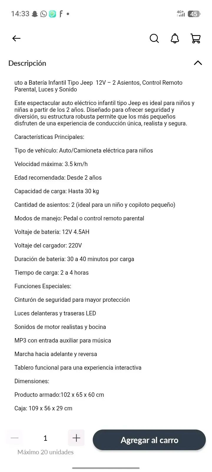 Auto eléctrico para niños negro - 2