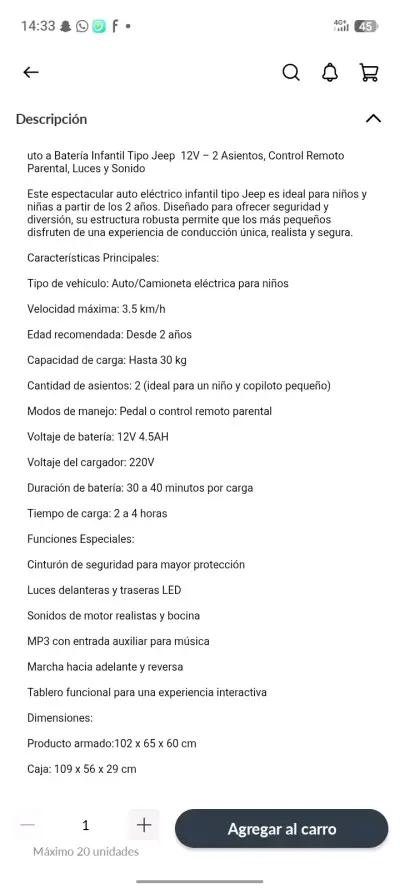 Auto eléctrico para niños negro - miniatura 2