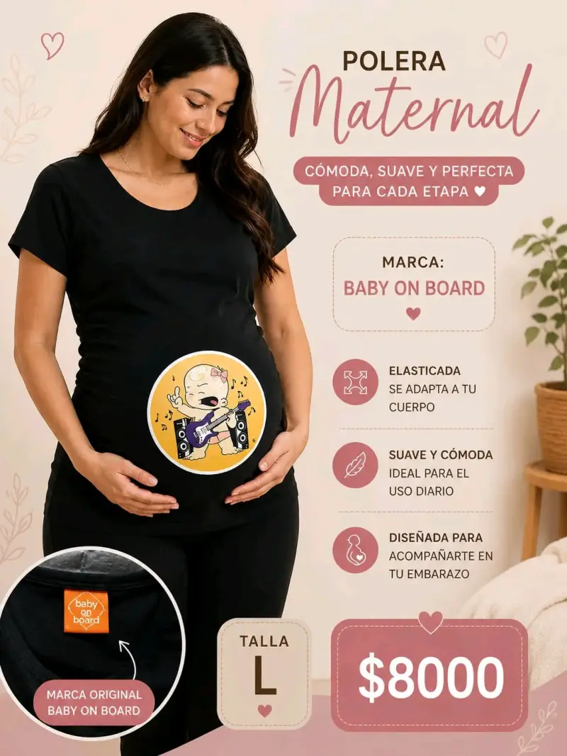 Polera Maternal Negra Baby on Board
