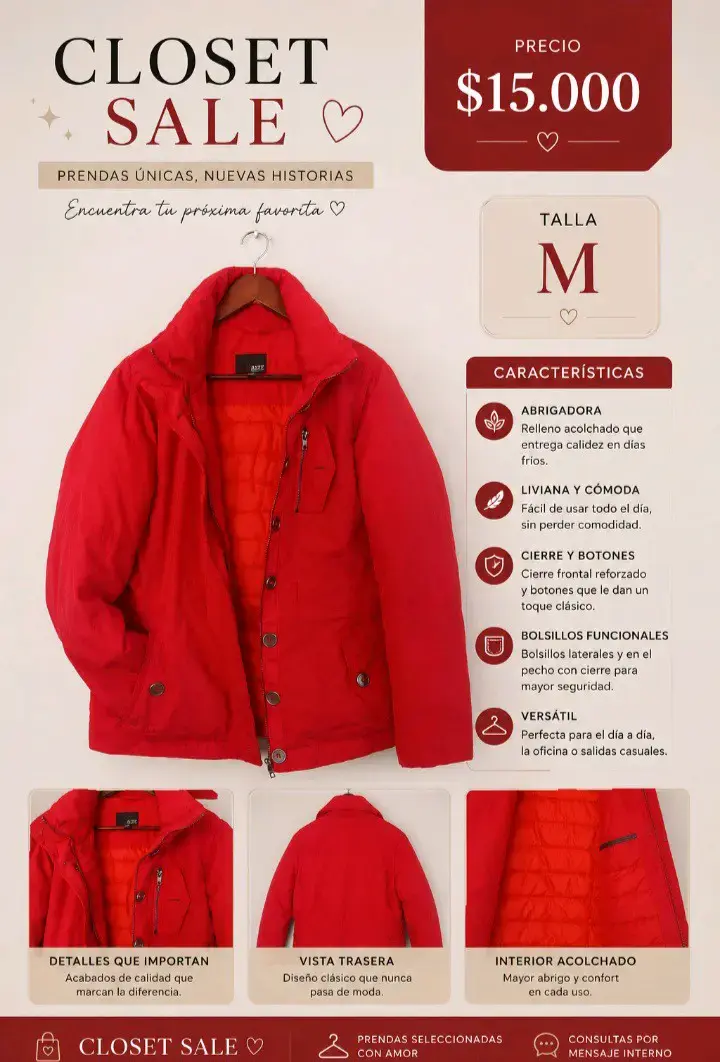 Chaqueta roja acolchada