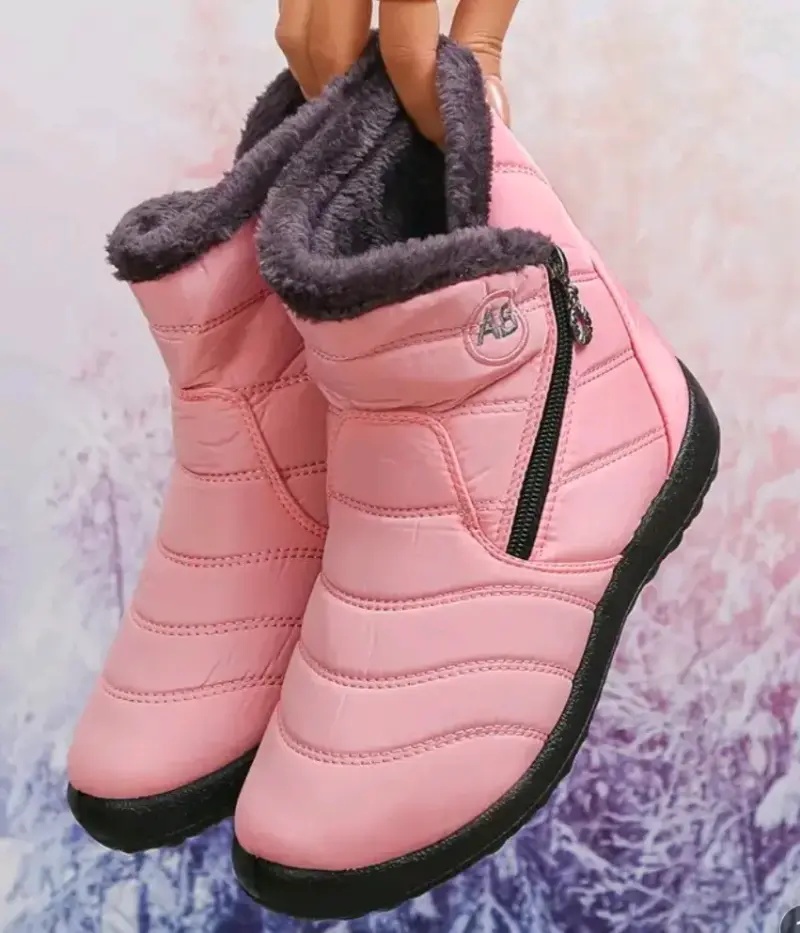 Botines rosados con forro de peluche - 1