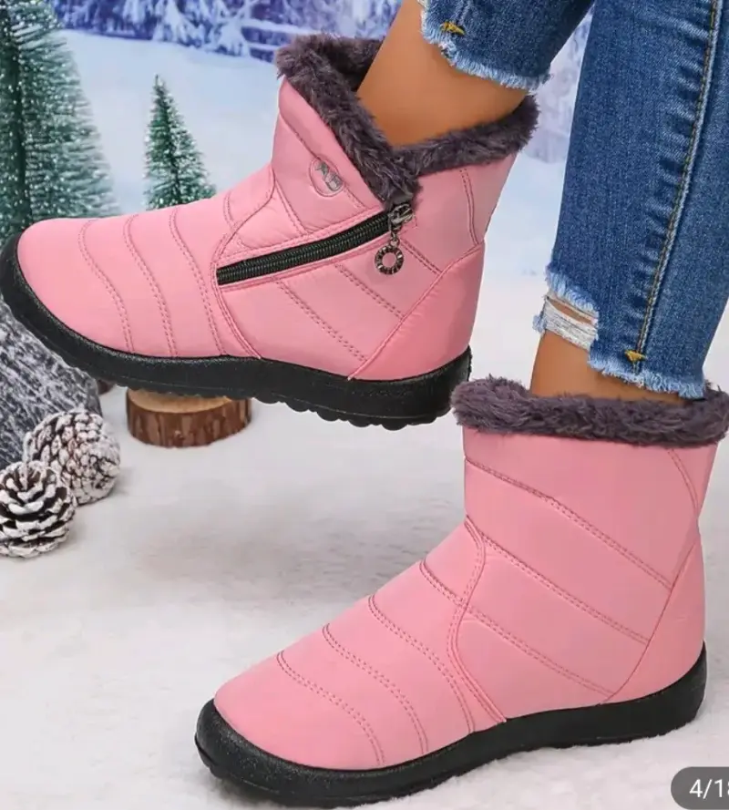 Botines rosados con forro de peluche - 2