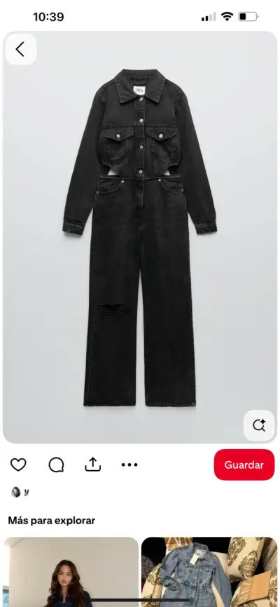 Enterito de mezclilla negro marca Zara - miniatura 1