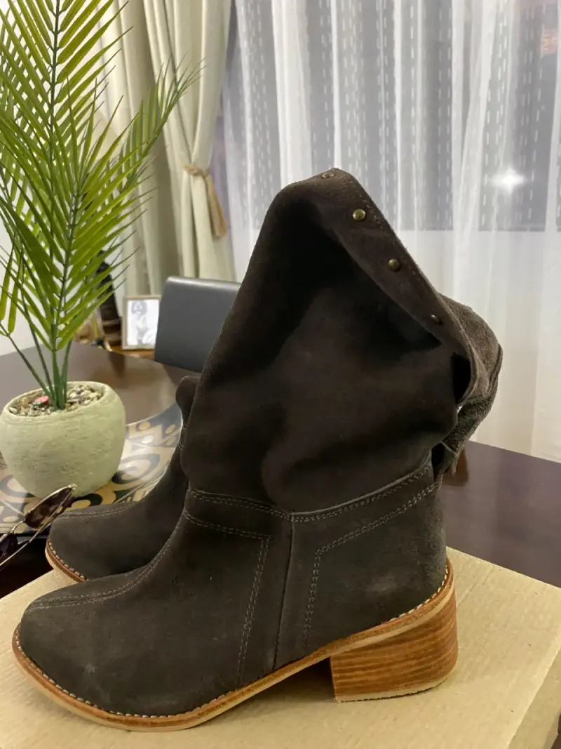 Botas de cuero gamuza marrón - 1