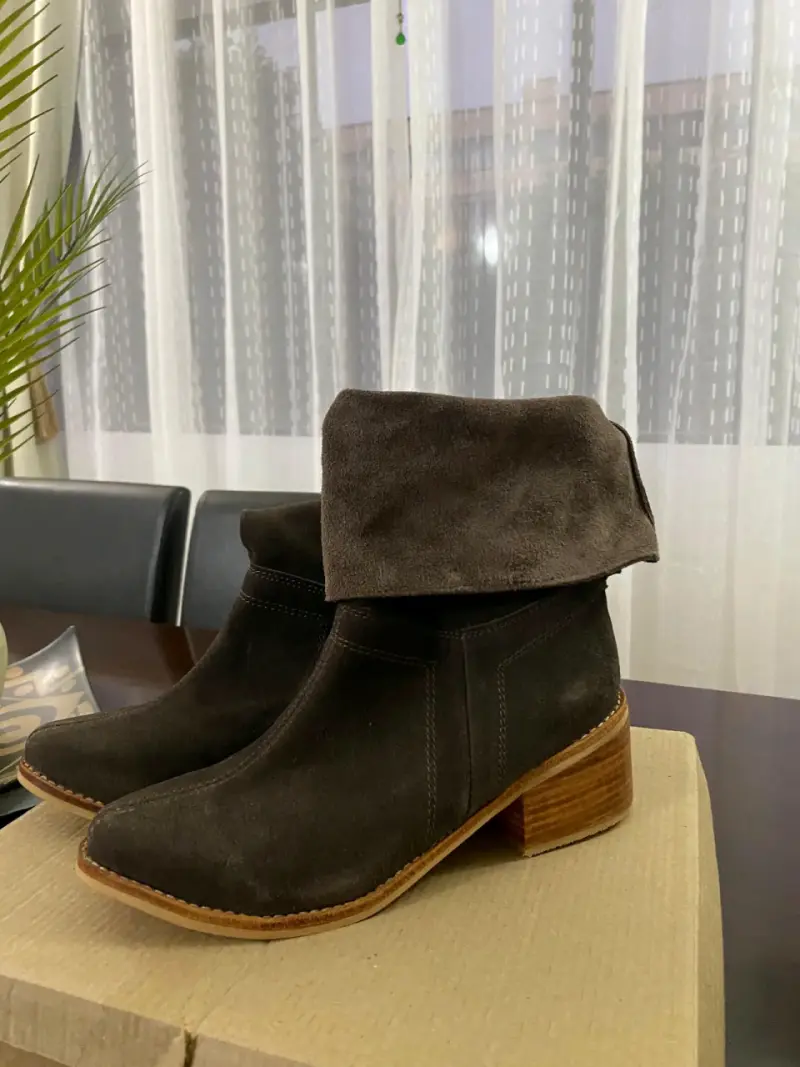 Botas de cuero gamuza marrón - 2