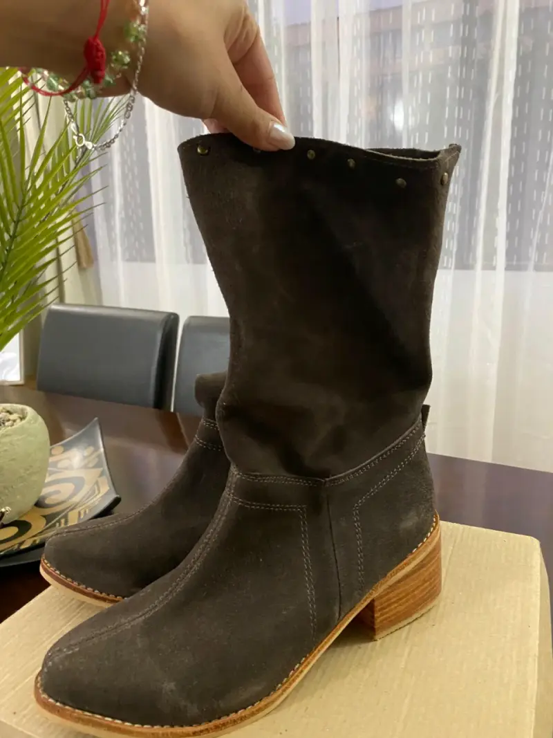 Botas de cuero gamuza marrón - 3