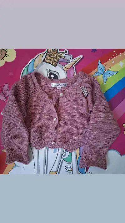 Chaleco infantil rosa con lazo - miniatura 1