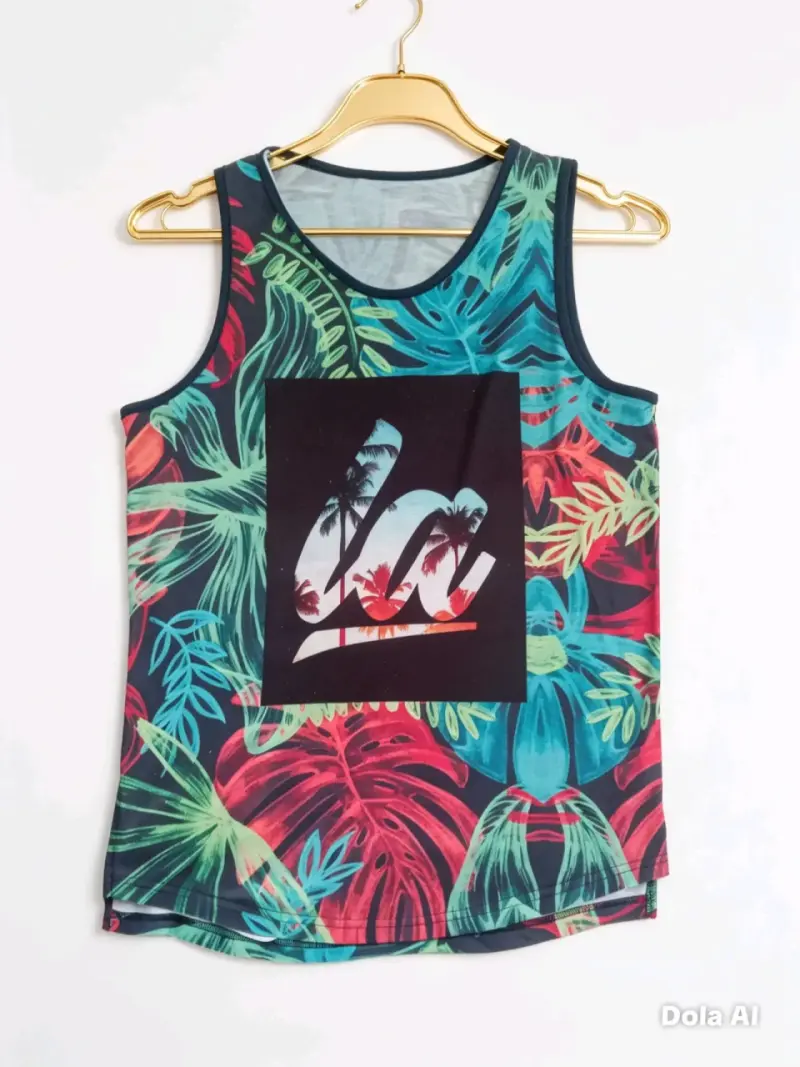 Polera sin mangas estampada tropical