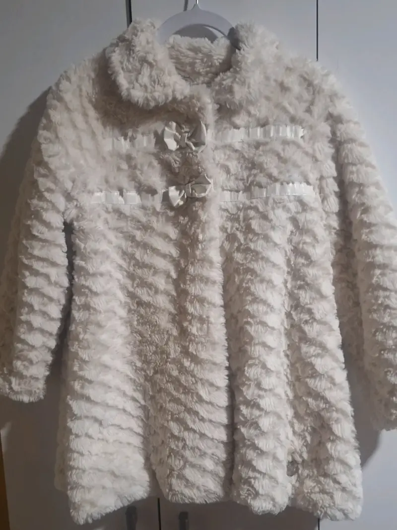 Abrigo peludo blanco invierno para niña - 2
