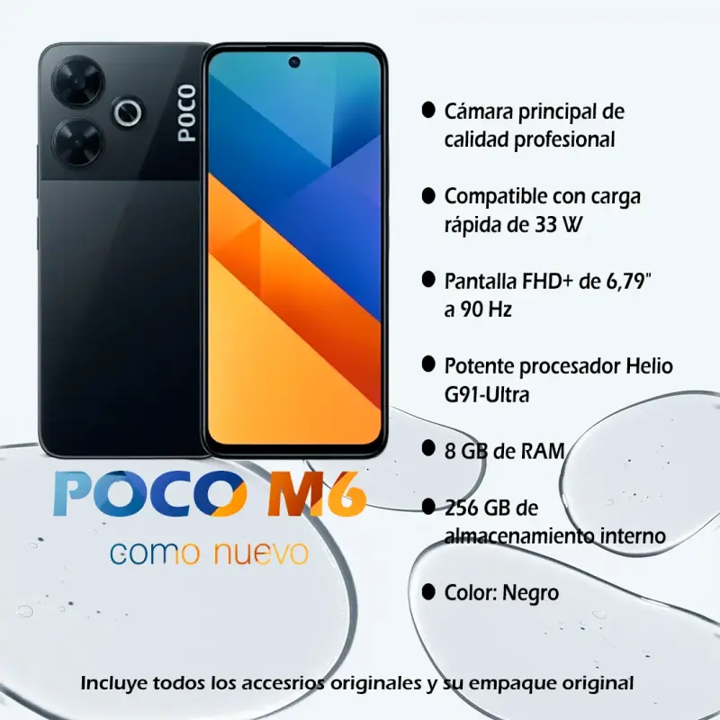 Smartphone POCO M6 con accesorios - 1