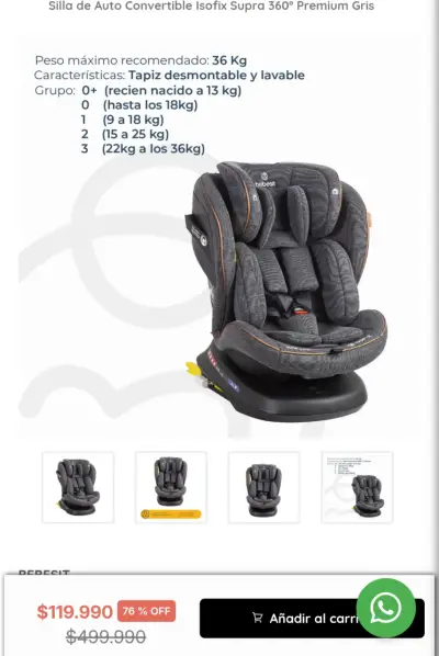 Silla de auto Bebesit gris - miniatura 4