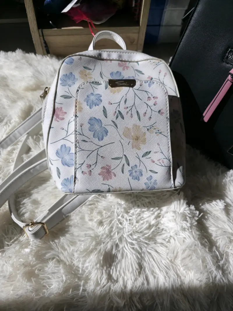 Mochila estampada floral blanca pequeña - 3