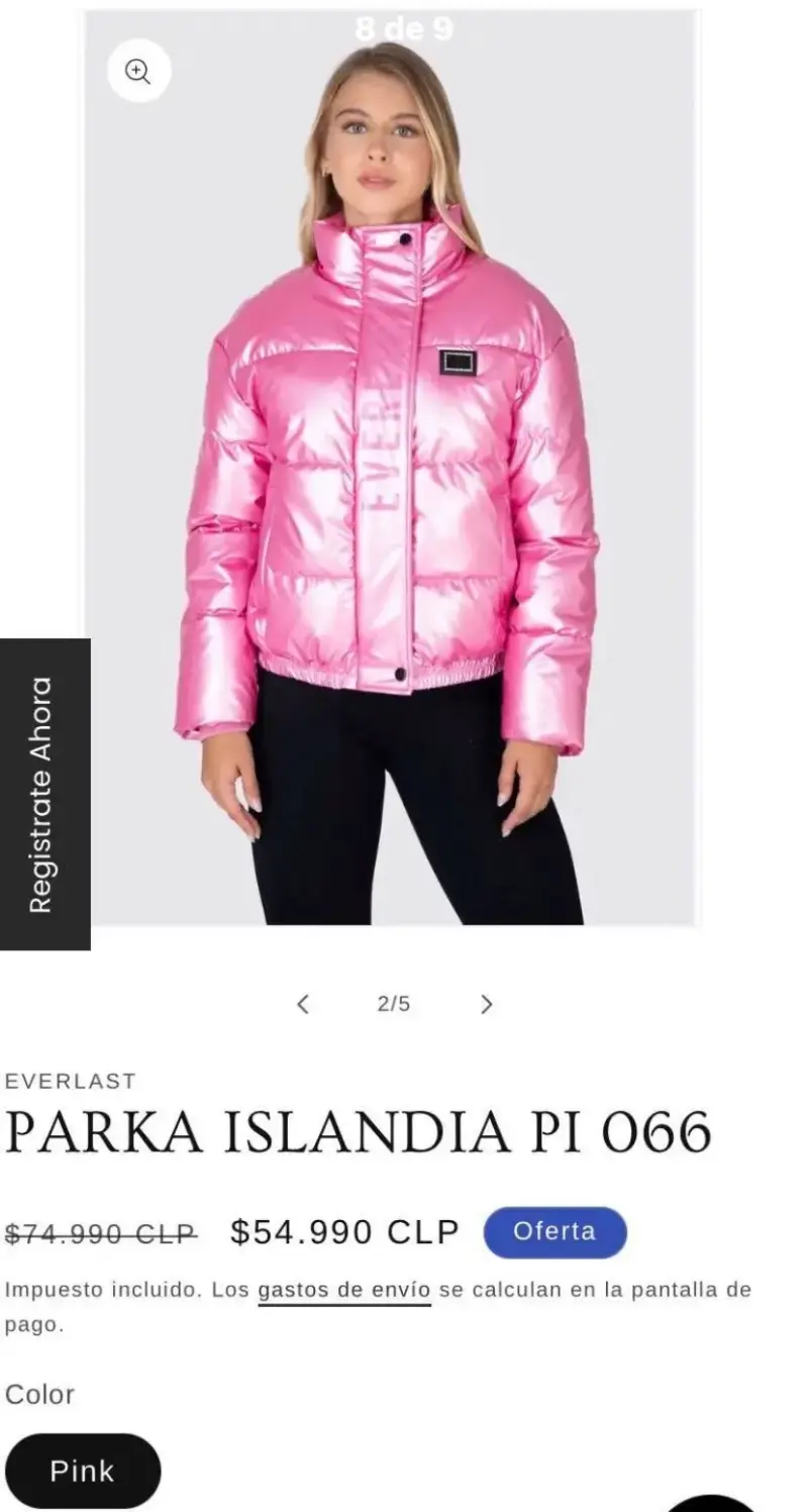 Chaqueta inflada rosa metálica - 3