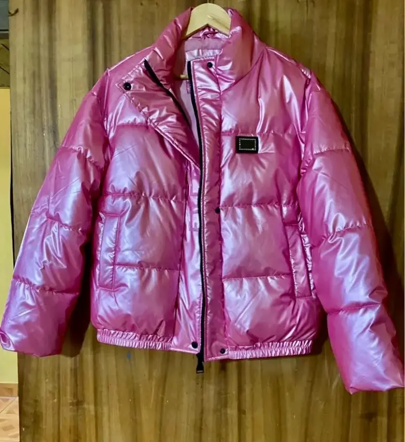 Chaqueta inflada rosa metálica - 4