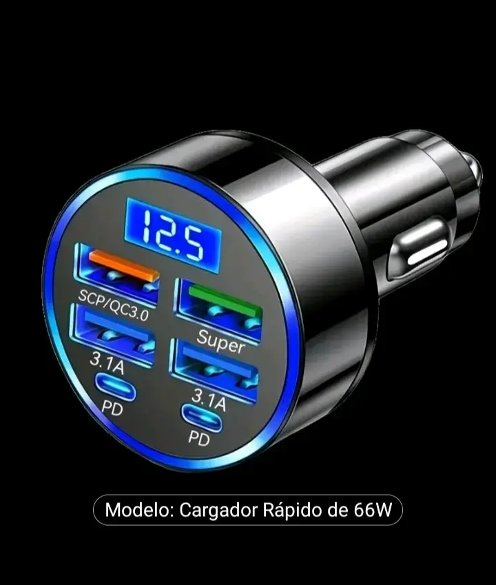 Cargador rápido para auto 66W - 1