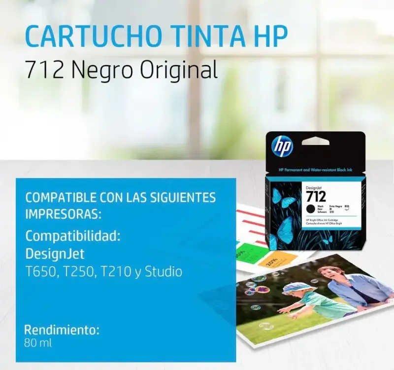 Cartucho de tinta negra HP 712 - 2