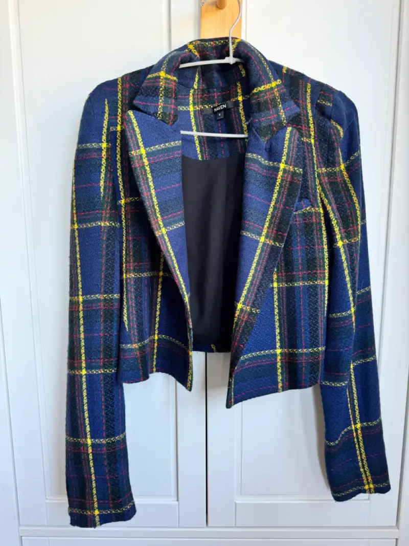 Blazer a cuadros azul y amarillo Talla S - 1