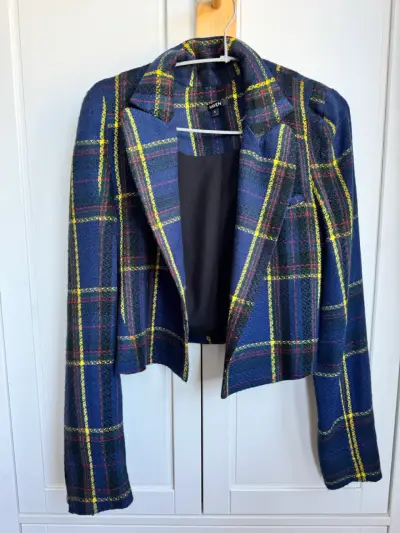 Blazer a cuadros azul y amarillo Talla S - miniatura 1