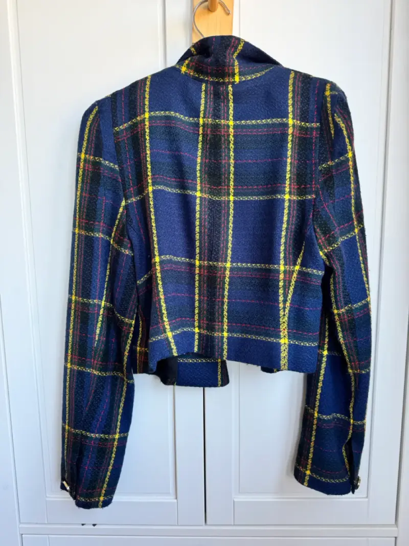 Blazer a cuadros azul y amarillo Talla S - 2