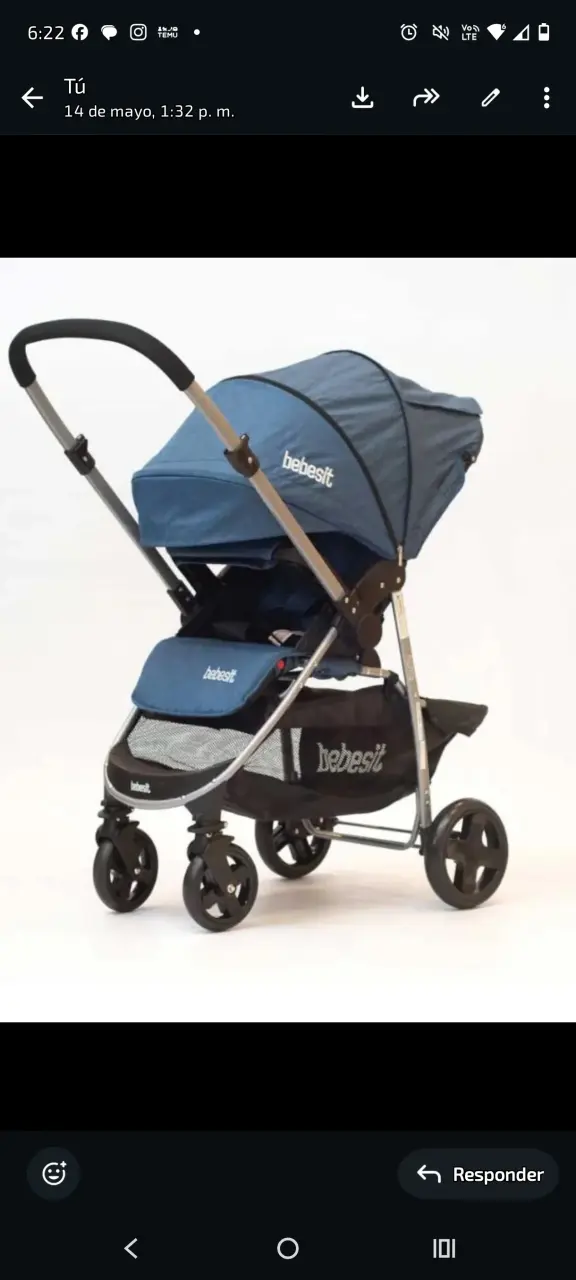 Coche de bebé azul plegable - 2