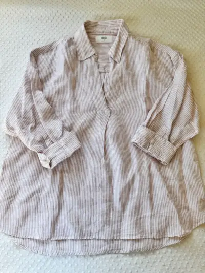 Camisa a rayas UNIQLO 100% Lino - miniatura 1