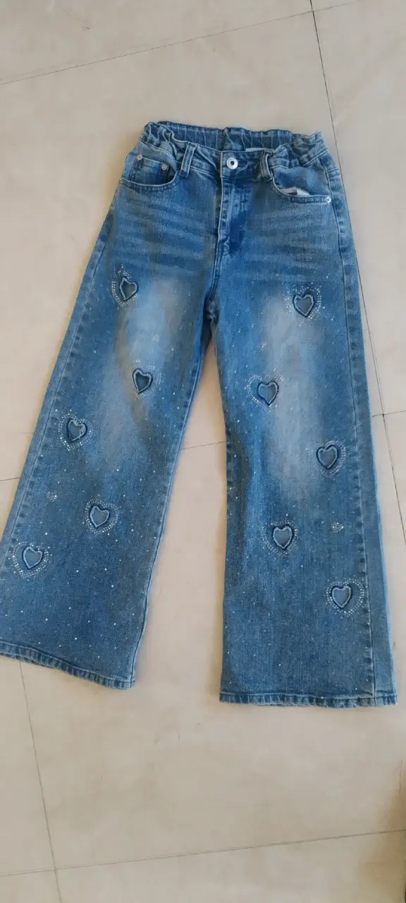 Jeans azules con corazones con brillos talla 10-12 - 2